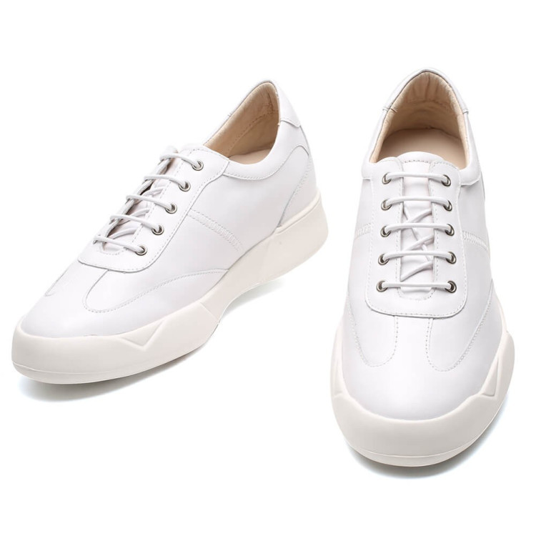 2.8 Inches Men's Hidden Wedge Sneakers White Felice