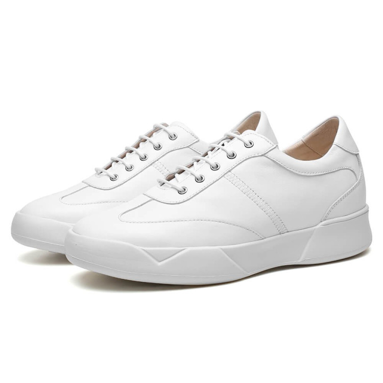 2.8 Inches Men's Hidden Wedge Sneakers White Felice