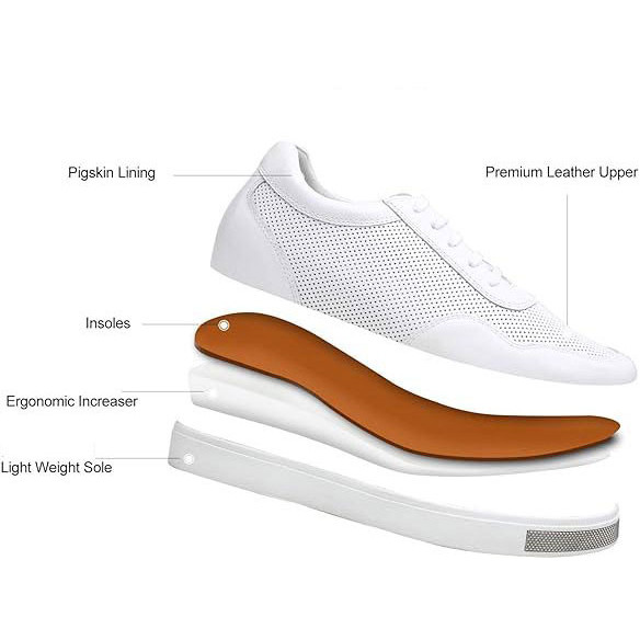 2.4 Inches Elevator Shoes White Enrico, Sneakers That Add 6CM