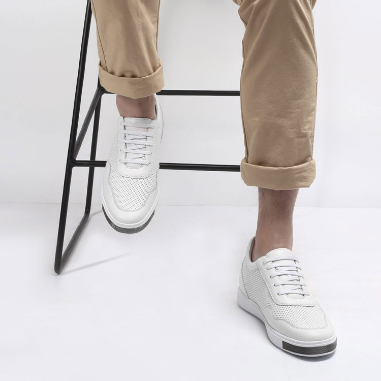 2.4 Inches Elevator Shoes White Enrico, Sneakers That Add 6CM 2.4 Inches Elevator Shoes White Enrico, Sneakers That Add 6CM