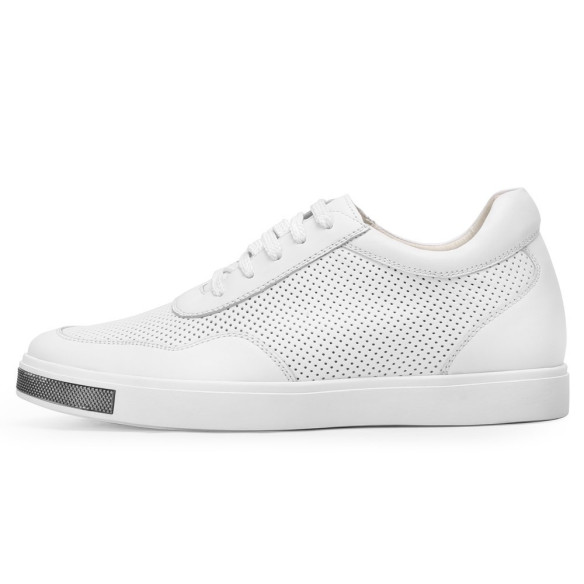 2.4 Inches Elevator Shoes White Enrico, Sneakers That Add 6CM