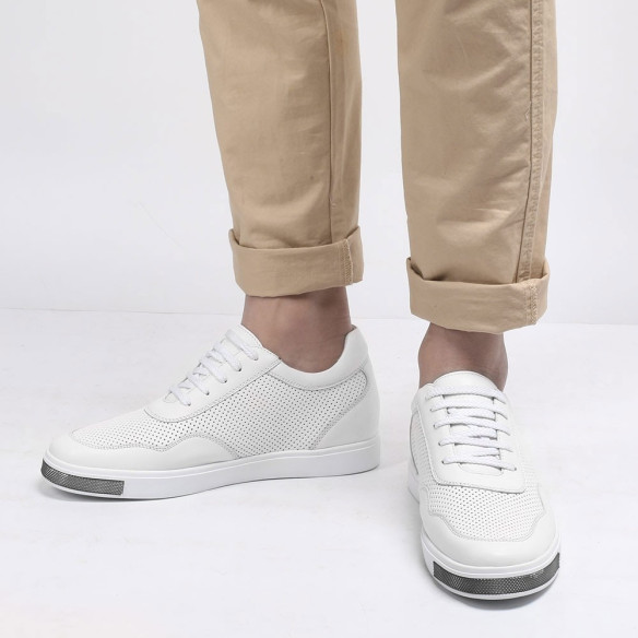 2.4 Inches Elevator Shoes White Enrico, Sneakers That Add 6CM