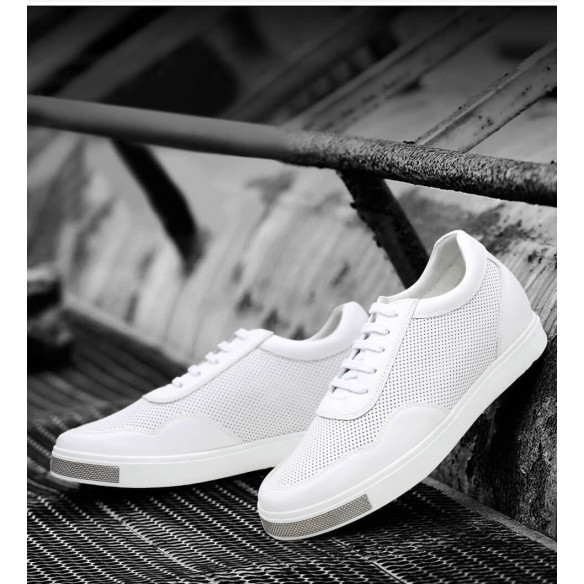 2.4 Inches Elevator Shoes White Enrico, Sneakers That Add 6CM