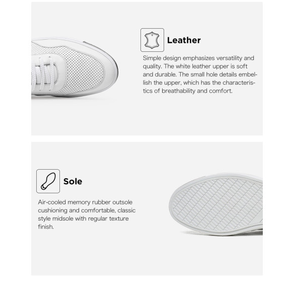2.4 Inches Elevator Shoes White Enrico, Sneakers That Add 6CM