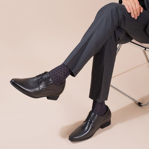 3 Inches Elevator Dress Shoes Black Rossi