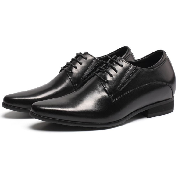 3 Inches Elevator Dress Shoes Black Rossi