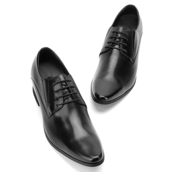 3 Inches Elevator Dress Shoes Black Rossi